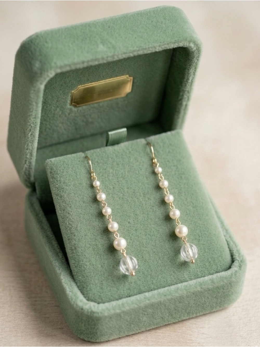 Delicate Pearl and Crystal Drop Earrings